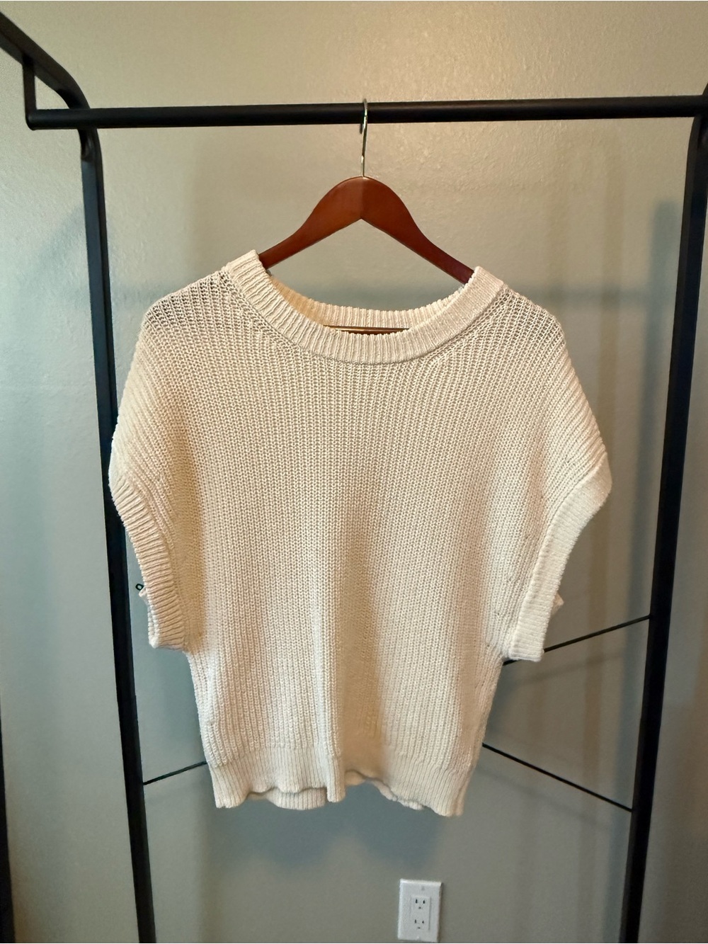 a new day Cream Open Knit Short Sleeve Sweater
